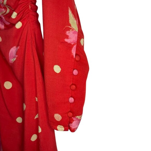 NWT Free People Date Night Mini Dress Strawberry Combo Red Floral Polka Dot Med - Picture 8 of 16